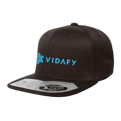 Vidafy Logo Flat Bill Snap Back - Black - VFY21411